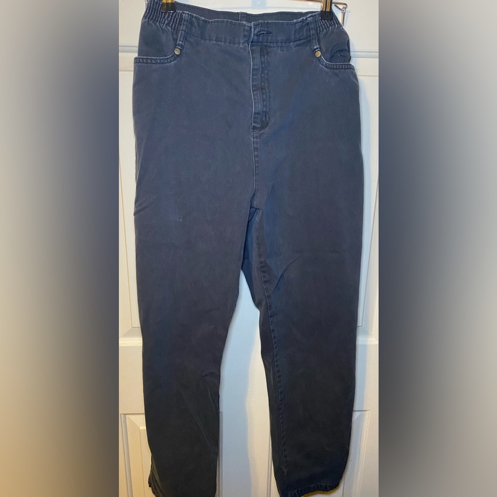 Kim Roger Jean Pants Womens Size 16 Black Straight Leg‎ Cropped Pants Ladies